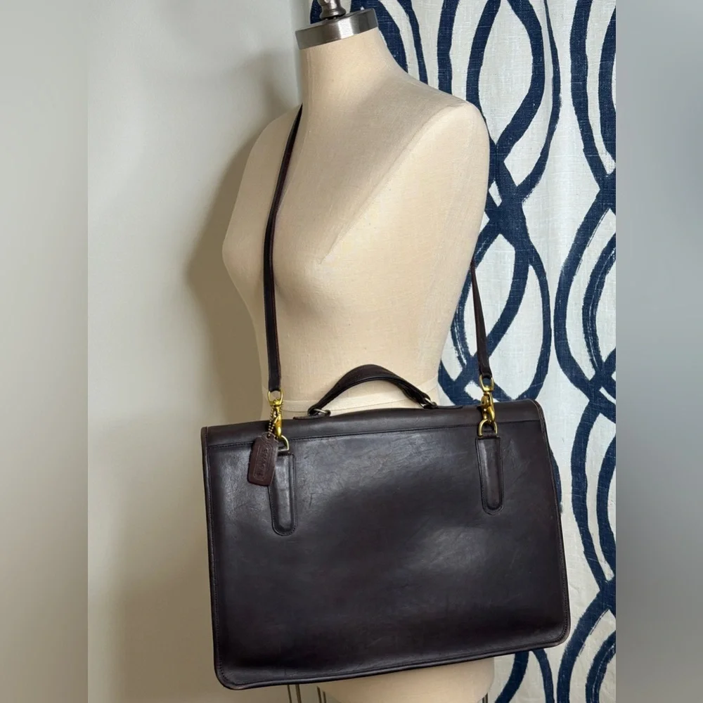 COACH Vintage Mahogany Brown Leather Top Handle Briefcase/Messenger Bag #7425 - Picture 3 of 15